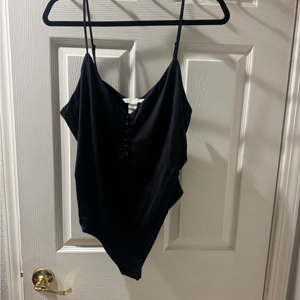 H&M Black Button-Front Bodysuit